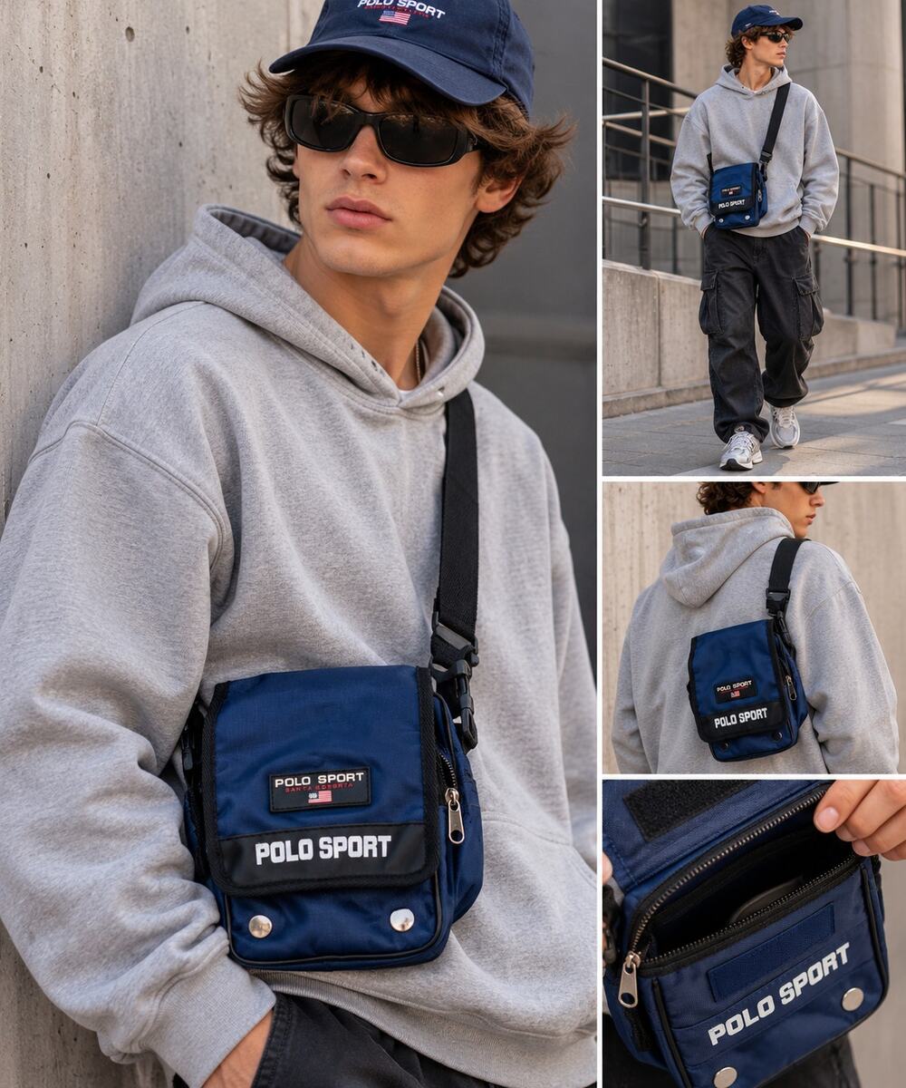 Polo Sport Santa Roberta Crossbody Bag Blue Y2K Utility Shoulder Bag